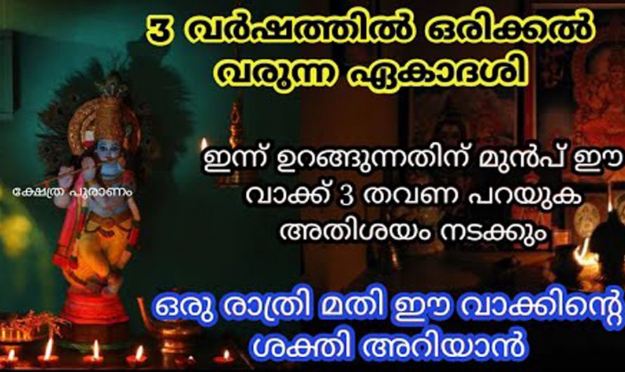 ജീവിതത്തിലെ വിഷമഘട്ടങ്ങൾ നീങ്ങി ഐശ്വര്യവും സമൃദ്ധിയും അഭിവൃദ്ധിയും നേടുന്നതിന് ഈ ഏകാദശി വ്യതം അനുഷ്ഠിക്കുന്നത് അനിവാര്യമാണ് കണ്ടു നോക്കൂ.