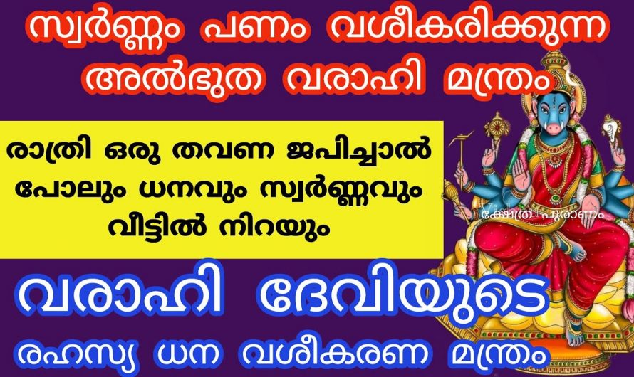 അതിശയിപ്പിക്കുന്ന ഈ വരാഹി മന്ത്രം നിത്യവും ജപിക്കൂ. വീടുകളിൽ പണവും സ്വർണ്ണവും കുന്നു കൂടും. കണ്ടു നോക്കൂ.