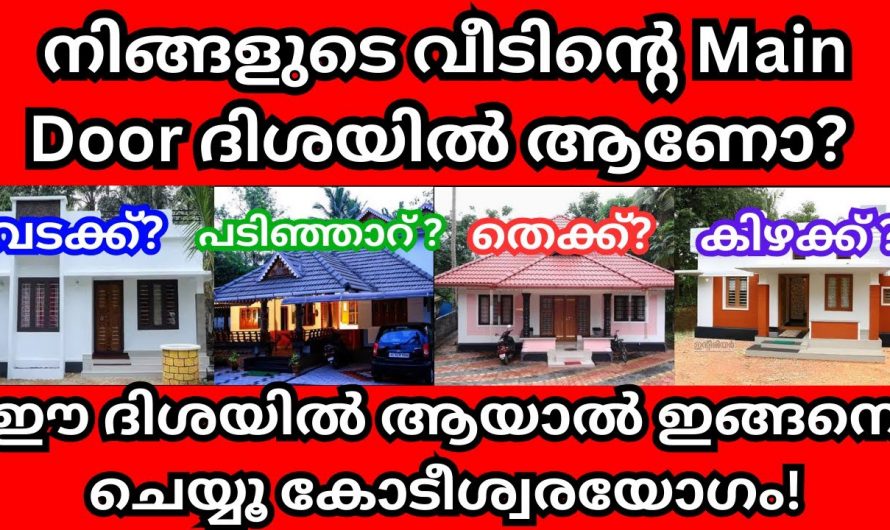 വാസ്തുശാസ്ത്രപരമായ ദിശയിലാണോ നിങ്ങളുടെ വീടിന്റെ പ്രധാന വാതിൽ ഇരിക്കുന്നത്?  ഇത് നിങ്ങളുടെ ജീവിതത്തിൽ സൃഷ്ടിക്കുന്ന സൗഭാഗ്യങ്ങളെ തിരിച്ചറിയാതെ പോകരുതേ.