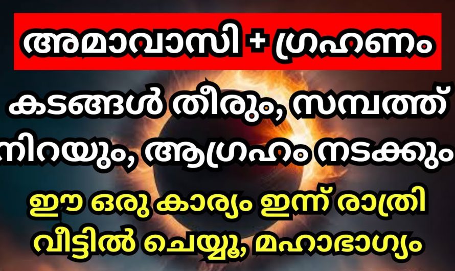 ജീവിതത്തിലെ കടബാധ്യതകൾ തീരാനും സമ്പത്ത് വന്നു നിറയാനും സൂര്യഗ്രഹണ സന്ധ്യയിൽ ഇത് ചെയ്യൂ. ഇതാരും കാണാതെ പോകരുതേ.