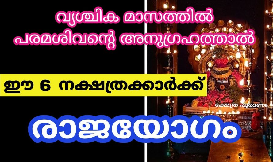 വൃശ്ചിക മാസത്തിൽ ശിവഭഗവാന്റെ അനുഗ്രഹത്താൽ രക്ഷ പ്രാപിക്കാൻ പോകുന്ന ഈ നക്ഷത്രക്കാരെ കുറിച്ച് ആരും അറിയാതെ പോകരുതേ.