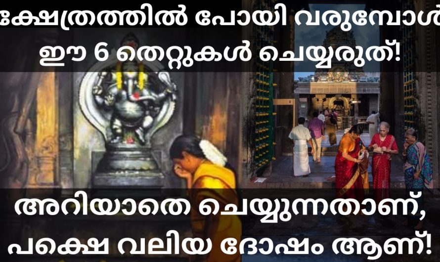 ക്ഷേത്രങ്ങളിൽ പോയി ഭഗവാനെ കണ്ട് മടങ്ങുമ്പോൾ നാം ഒരു കാരണവശാലും ചെയ്യാൻ പാടില്ലാത്ത ഇത്തരം തെറ്റുകളെ കുറിച്ച് ആരും കാണാതെ പോകരുതേ.