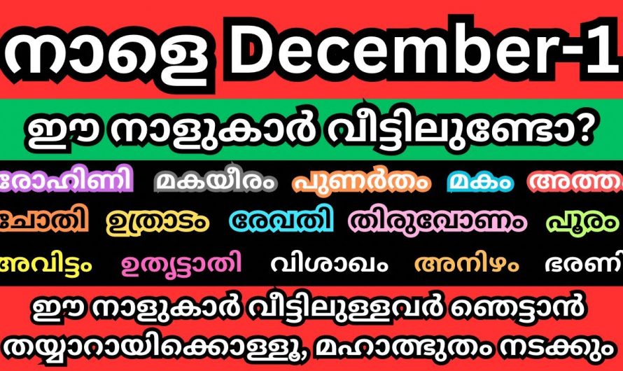 ഡിസംബർ ഒന്നോടു കൂടി ജീവിതത്തിൽ കൂടുതൽ ശ്രദ്ധ നൽകേണ്ട നക്ഷത്രങ്ങളെക്കുറിച്ച് ആരും കാണാതെ പോകല്ലേ.