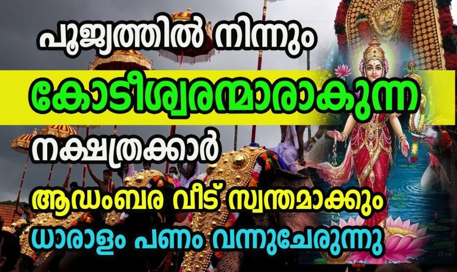 ജീവിതത്തിൽ കോടീശ്വരയോഗം വന്നു ചേർന്നിട്ടുള്ള നക്ഷത്രക്കാരെ ആരും അറിയാതെ പോകല്ലേ.