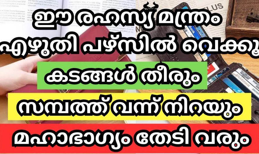 സാമ്പത്തിക ബുദ്ധിമുട്ടാണോ പ്രശ്നം? എങ്കിൽ പേഴ്സിൽ ഈ മന്ത്രം എഴുതി വയ്ക്കൂ മാറ്റം സ്വയം തിരിച്ചറിയൂ.