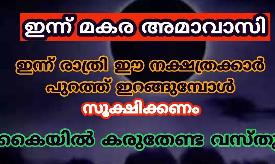 മകര അമാവാസി ദിവസം രാത്രി പുറത്തിറങ്ങിയാൽ ദോഷം ഉണ്ടാകുന്ന നക്ഷത്രക്കാരെ  അറിയാതെ പോയല്ലോ.