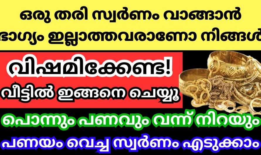 ഒരു തരി സ്വർണം ഇല്ലാത്തവരാണോ നിങ്ങൾ വീട്ടിൽ ഇതുപോലെ ചെയ്താൽ ഇനി സ്വർണം വീട്ടിൽ ഒഴുകിയെത്തും.