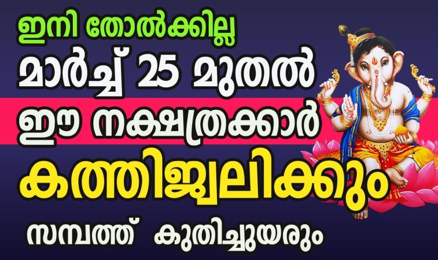 എല്ലാ കാര്യങ്ങളിലും ഇനി 100% വിജയം. ഈ നക്ഷത്രക്കാർക്ക് ഇനി സൗഭാഗ്യത്തിന്റെ ദിനങ്ങൾ.