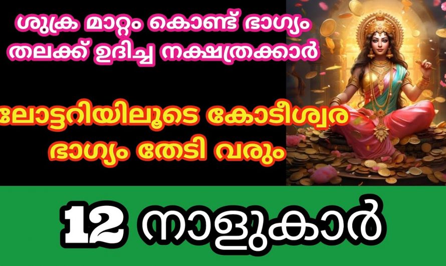 ശുക്രൻ്റെ രാശിമാറ്റം ഈ നക്ഷത്രക്കാരുടെ ജീവിതത്തിൽ ലോട്ടറി ഭാഗ്യം കൊണ്ടുവരും. ഭാഗ്യ നക്ഷത്രക്കാരെ നോക്കൂ.