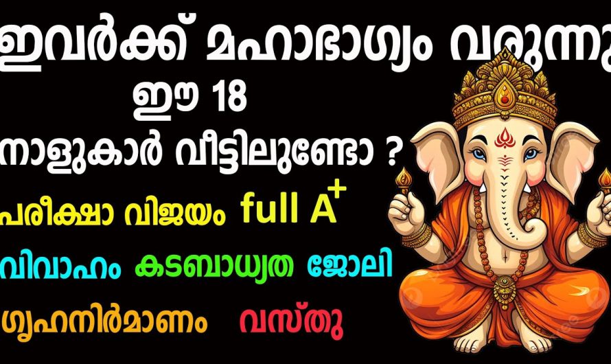 മഹാഭാഗ്യം എന്ന് പറഞ്ഞാൽ അതിതാണ്. ഗണപതിയുടെ അനുഗ്രഹത്താൽ ഈ 18 നക്ഷത്രക്കാരുടെ ഭാഗ്യം തെളിയാൻ പോകുന്നു.