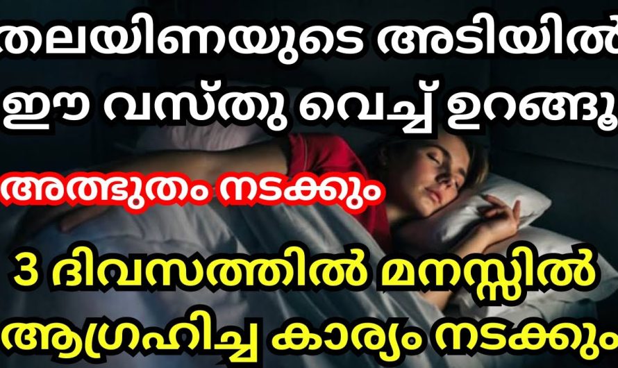 മൂന്ന് ദിവസം കൊണ്ട് ആഗ്രഹിച്ച കാര്യം നടക്കാൻ തലയിണയുടെ അടിയിൽ ഈ വസ്തുവെച്ച് ഉറങ്ങൂ. ഇന്ന് തന്നെ ചെയ്തു നോക്കൂ.