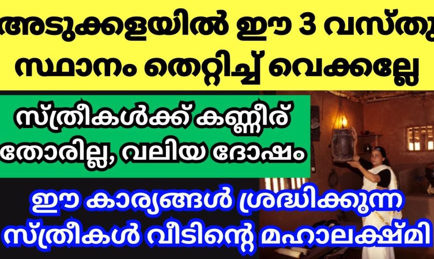 ശ്രദ്ധിക്കാതെ പോകരുത് അടുക്കളയിലെ ഈ വസ്തുക്കളുടെ സ്ഥാനം മാറിയാൽ വീട്ടിലെ സ്ത്രീകളുടെ ഐശ്വര്യം താനെ കുറയും.