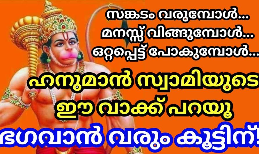 ഹനുമാൻ സ്വാമിയുടെ ഈ വാക്ക് പറയുകയാണെങ്കിൽ മനസ്സിൽ എത്ര വലിയ സങ്കടങ്ങൾ ഉണ്ടായാലും ഉടനെ മാറുന്നതായിരിക്കും.